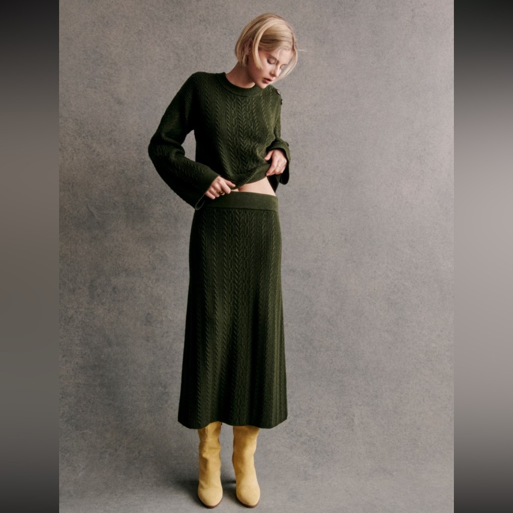 Sezane MARILOU MidiSkirt Khaki XS